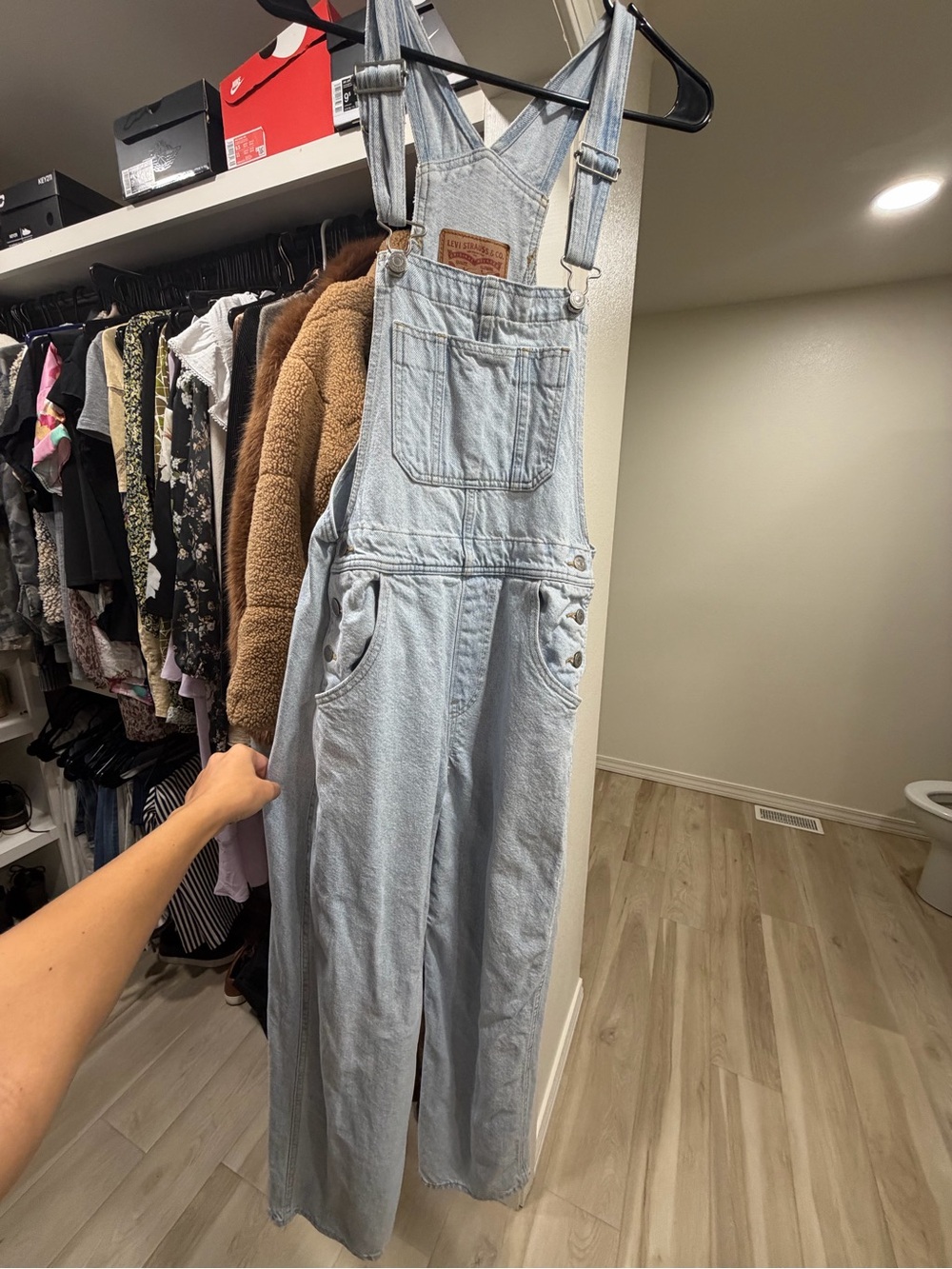 Levi's Light Blue Denim Wide-Leg Overalls